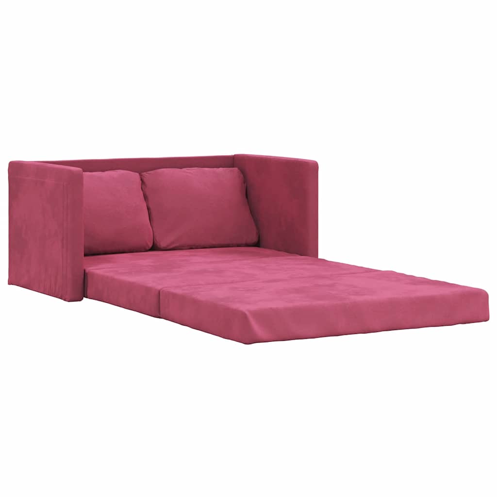 Canapé-lit 2 en 1 rouge bordeaux 122x204x55 cm velours