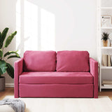 Canapé-lit 2 en 1 rouge bordeaux 122x204x55 cm velours