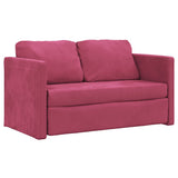 Canapé-lit 2 en 1 rouge bordeaux 122x204x55 cm velours