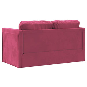 Canapé-lit 2 en 1 rouge bordeaux 122x204x55 cm velours