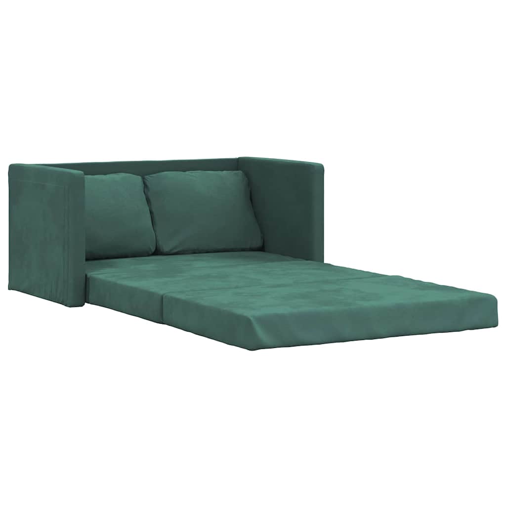 Canapé-lit 2 en 1 vert foncé 122x204x55 cm velours