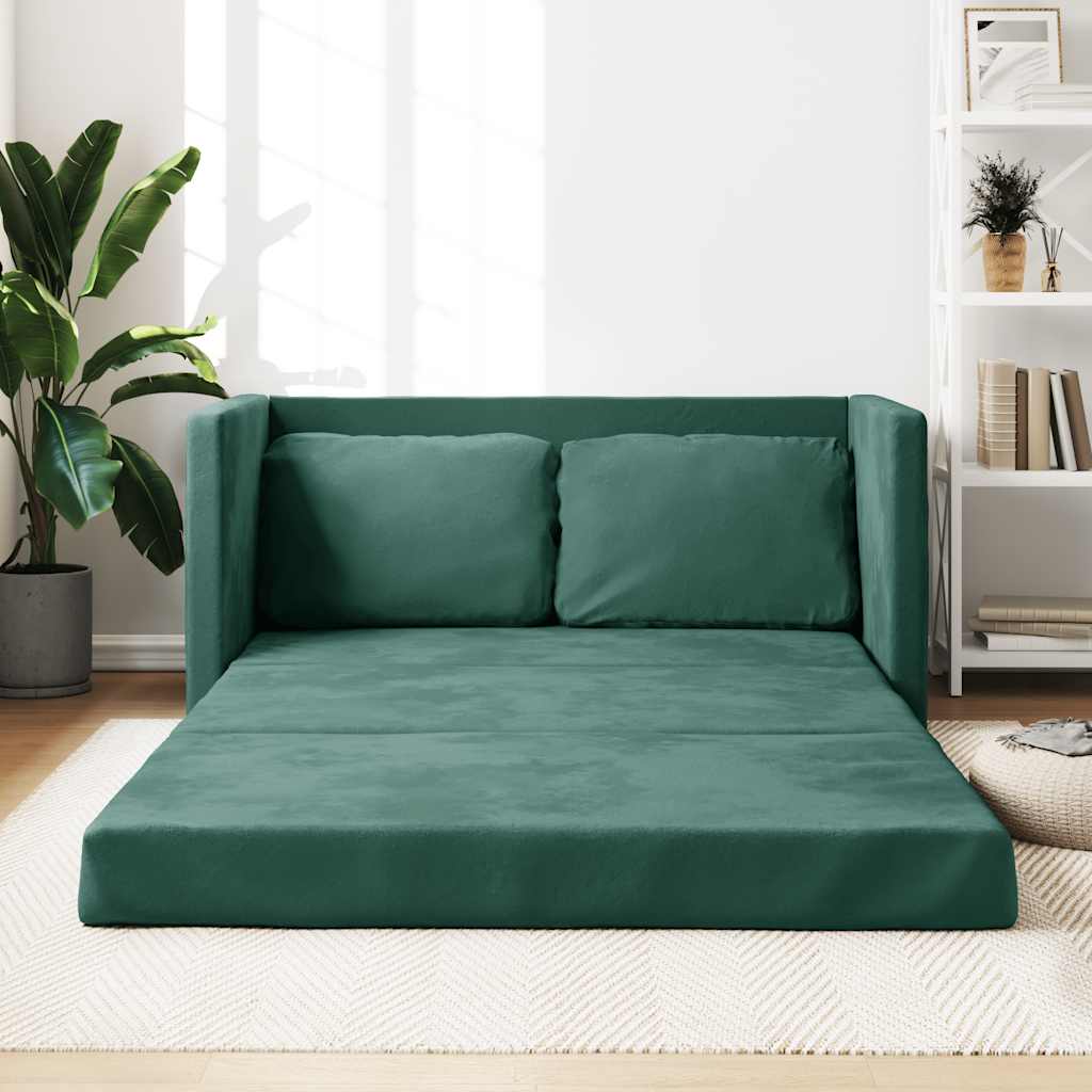 Canapé-lit 2 en 1 vert foncé 122x204x55 cm velours
