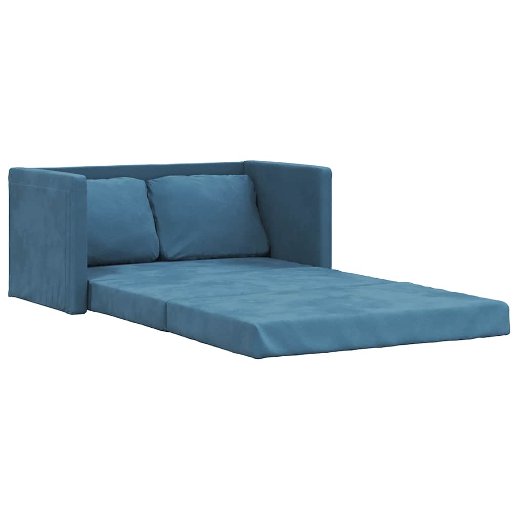 Canapé-lit 2 en 1 bleu 122x204x55 cm velours