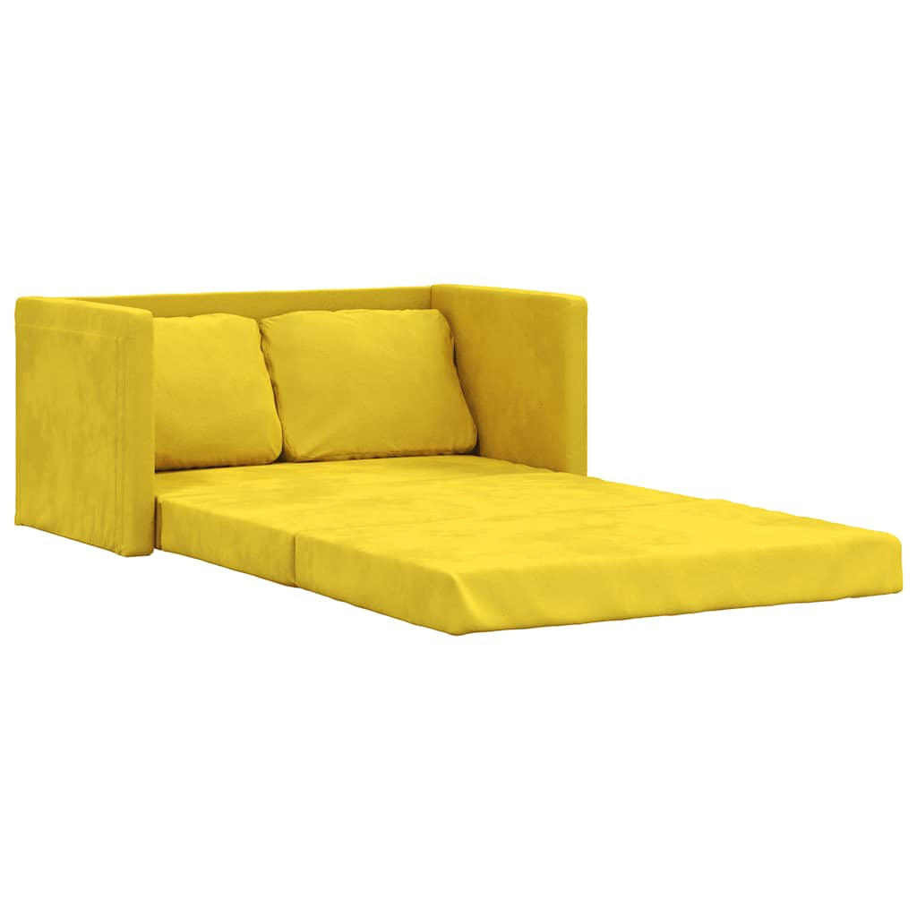 Canapé-lit 2 en 1 jaune foncé 122x204x55 cm velours