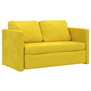 Canapé-lit 2 en 1 jaune foncé 122x204x55 cm velours