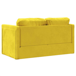 Canapé-lit 2 en 1 jaune foncé 122x204x55 cm velours