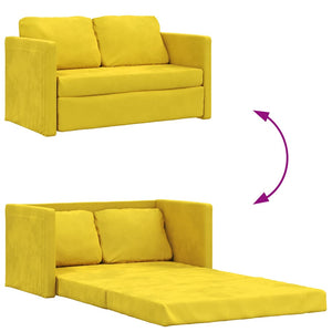 Canapé-lit 2 en 1 jaune foncé 122x204x55 cm velours