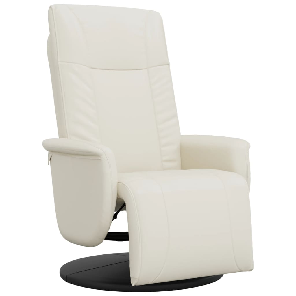Fauteuil inclinable avec repose-pieds crème similicuir