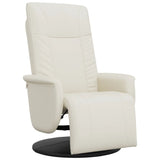 Fauteuil inclinable avec repose-pieds crème similicuir
