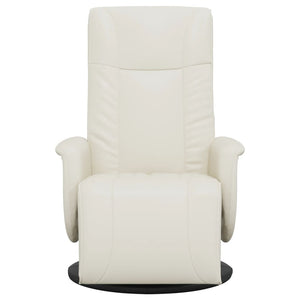 Fauteuil inclinable avec repose-pieds crème similicuir