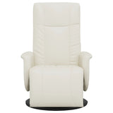 Fauteuil inclinable avec repose-pieds crème similicuir