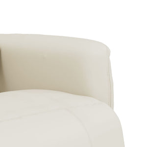 Fauteuil inclinable de massage et repose-pieds crème similicuir