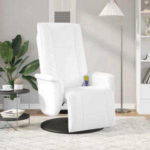 Fauteuil inclinable de massage repose-pieds blanc similicuir