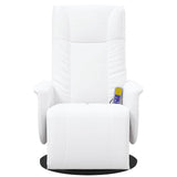 Fauteuil inclinable de massage repose-pieds blanc similicuir