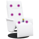 Fauteuil inclinable de massage repose-pieds blanc similicuir