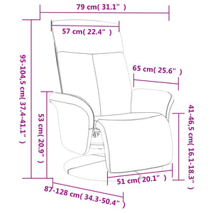 Fauteuil inclinable avec repose-pieds gris foncé tissu