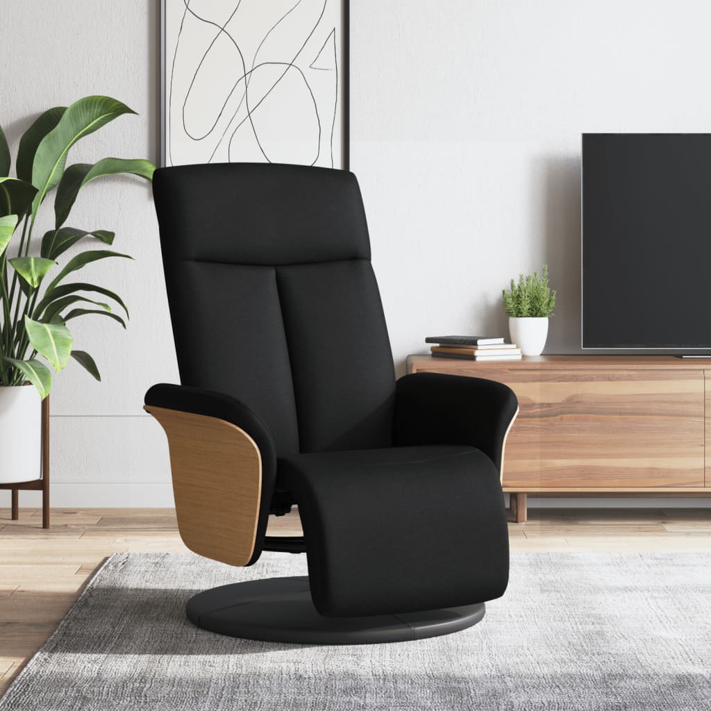Fauteuil inclinable avec repose-pieds noir tissu