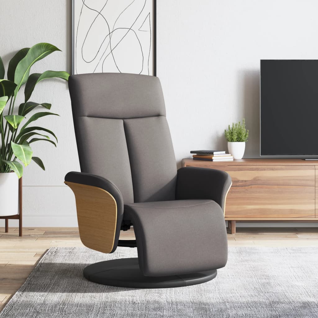 Fauteuil inclinable avec repose-pieds taupe tissu