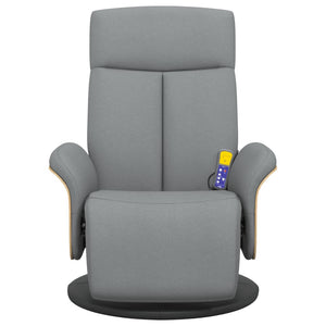 Fauteuil inclinable de massage et repose-pieds gris clair tissu