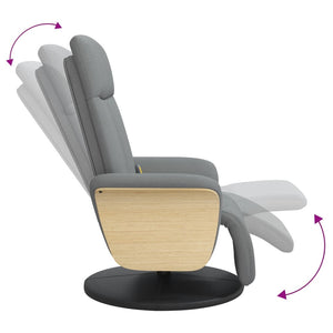 Fauteuil inclinable de massage et repose-pieds gris clair tissu