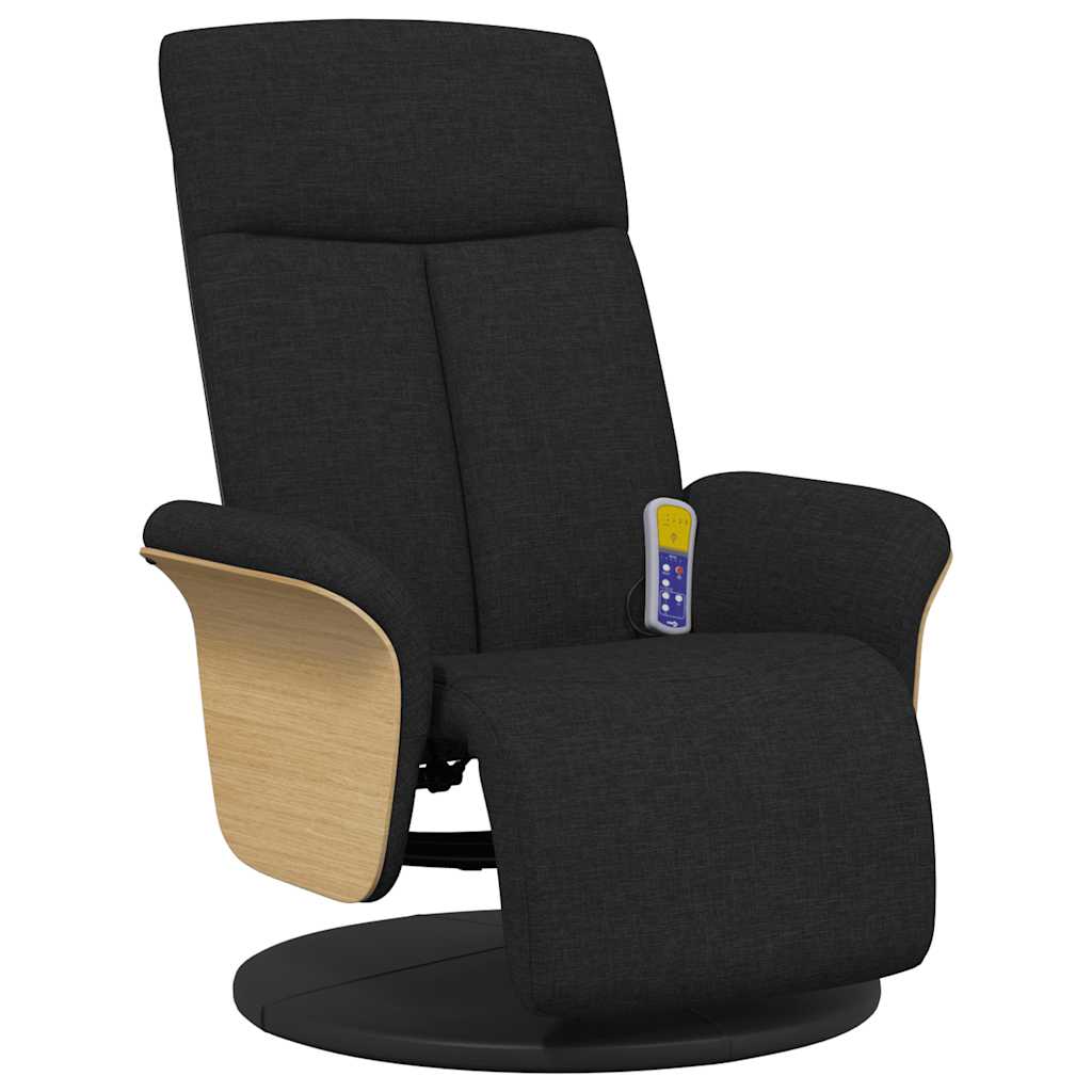 Fauteuil inclinable de massage avec repose-pieds noir tissu