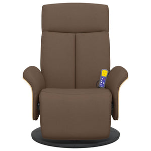 Fauteuil inclinable de massage avec repose-pieds marron tissu