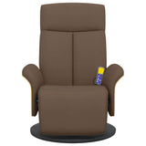 Fauteuil inclinable de massage avec repose-pieds marron tissu