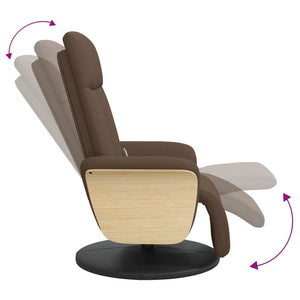Fauteuil inclinable de massage avec repose-pieds marron tissu