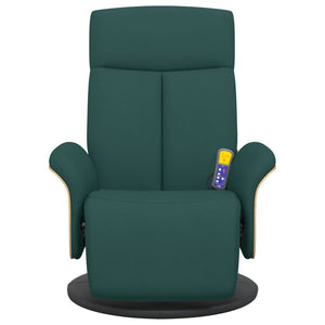 Fauteuil inclinable de massage et repose-pieds vert foncé tissu