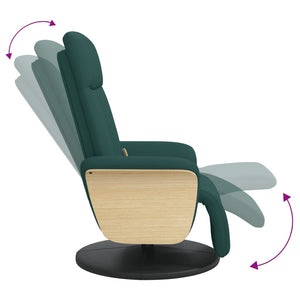 Fauteuil inclinable de massage et repose-pieds vert foncé tissu