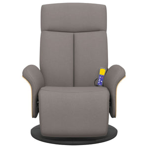 Fauteuil inclinable de massage avec repose-pieds taupe tissu