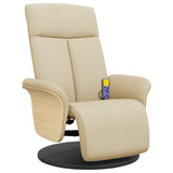 Fauteuil inclinable de massage avec repose-pieds crème tissu