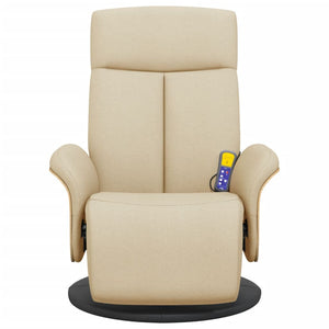 Fauteuil inclinable de massage avec repose-pieds crème tissu