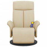 Fauteuil inclinable de massage avec repose-pieds crème tissu