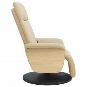 Fauteuil inclinable de massage avec repose-pieds crème tissu