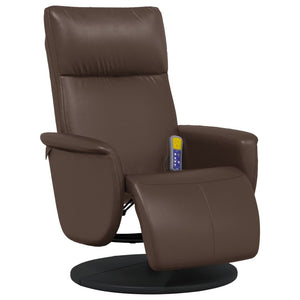 Fauteuil inclinable de massage repose-pieds marron similicuir