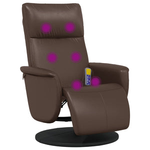 Fauteuil inclinable de massage repose-pieds marron similicuir