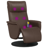 Fauteuil inclinable de massage repose-pieds marron similicuir