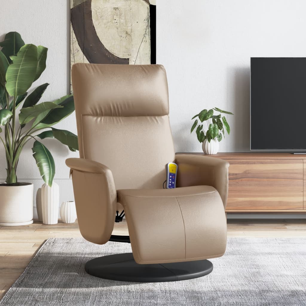 Fauteuil inclinable de massage repose-pieds cappuccino