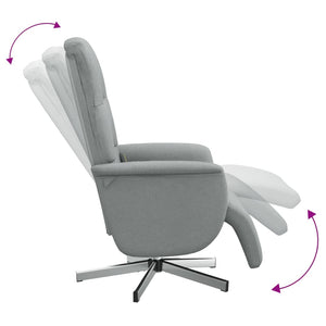 Fauteuil inclinable de massage et repose-pieds gris clair tissu