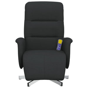 Fauteuil inclinable de massage avec repose-pieds noir tissu