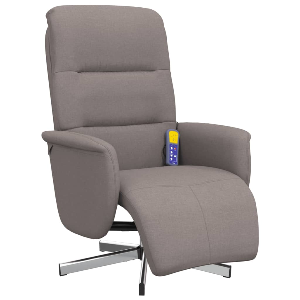 Fauteuil inclinable de massage avec repose-pieds taupe tissu