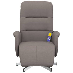 Fauteuil inclinable de massage avec repose-pieds taupe tissu