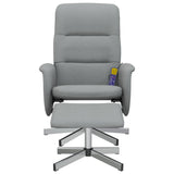 Fauteuil inclinable de massage et repose-pied gris clair tissu