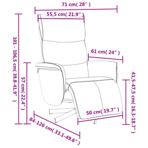 Fauteuil inclinable avec repose-pieds crème similicuir