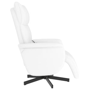 Fauteuil inclinable de massage repose-pieds blanc similicuir