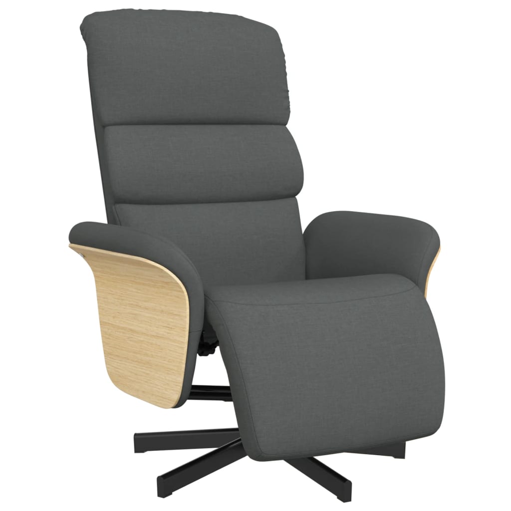 Fauteuil inclinable avec repose-pieds gris foncé tissu