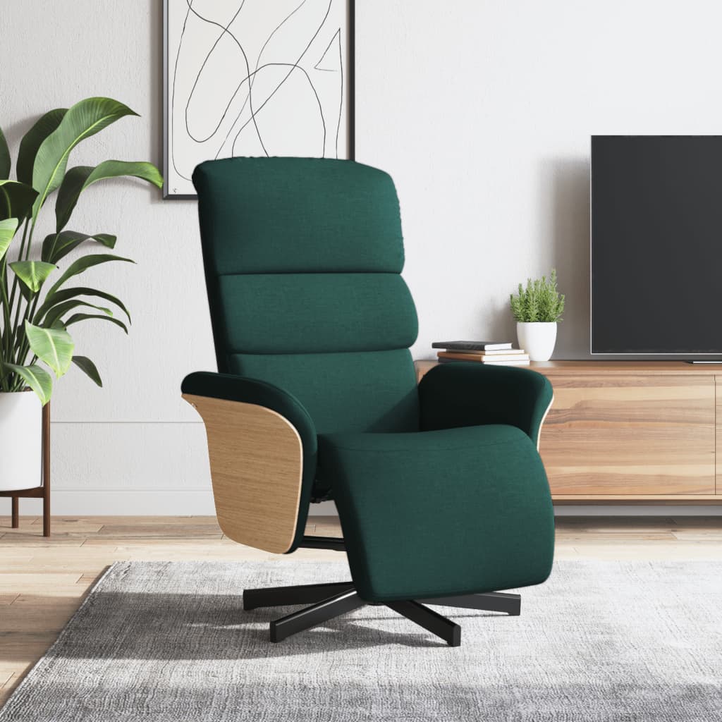 Fauteuil inclinable avec repose-pieds vert foncé tissu