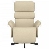 Fauteuil inclinable avec repose-pied crème tissu