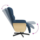 Fauteuil inclinable avec repose-pieds bleu tissu